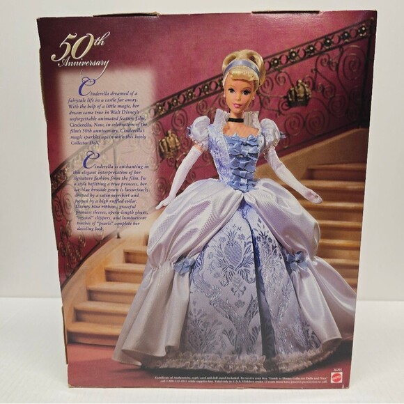 Walt Disney's 50th Anniversary Cinderella Collector Doll 1999 Mattel 26291 NEW - Picture 3 of 8